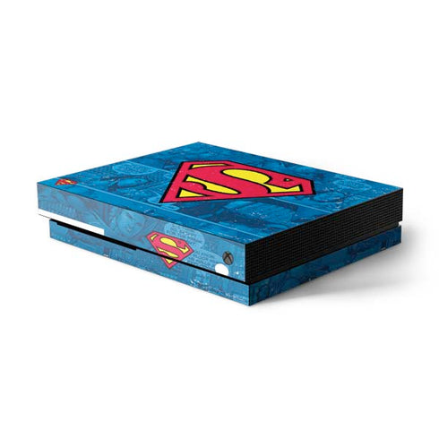 DC Comics Superman Logo Background Pattern Xbox One X Console Skin